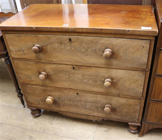 A Victorian three drawer chest W.94cm